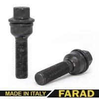 Болт колесный М14x1,5x45мм Сфера R14 Чёрный цинк ключ 17 Оригинал (Audi Q5) Farad Италия (Удлиненный)