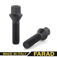 Болт колесный М12x1.5x50мм Конус Чёрный цинк Ключ 17 FARAD (Италия) Удлиненный