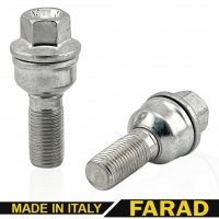 Болт колесный М14x1,5x30мм Сфера R14 Чёрный цинк ключ 17 Оригинал (A8; Q3 (8U, F3); Q5 (8R, FY); Q7 (4M); Q8 (4M) Farad Италия