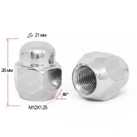 Гайка колесная M12x1,25x26мм Конус Ключ 21 под оригинальные литые диски (Nissan, Infiniti)