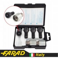 FARAD STARLOCK | Болты секретки М12х1.5х29 Конус Вращающееся кольцо Ключ 17 (2 ключа) BMW, Daewoo, Dacia, Mini, Opel, Renault (Черные)