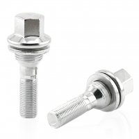 Болт колесный М12x1.25x29мм Прессшайба Хром Ключ 17 (Peugeot, Citroen) Удлиненный (для проставок 10-15мм)