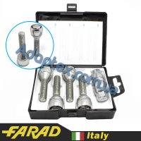 FARAD FLOWERLOCK | Болты секретки М12x1.25x45мм Конус Вращающееся кольцо (ВАЗ, ГАЗ, Fiat, Lancia, Citroen, Peugeot, Volvo) удлиненные под проставки 15-20мм + запасной ключ под 17