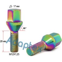 Болт колесный М12x1.25x28мм Конус (Fiat, Citroen, Lancia, Jeep, ВАЗ) Neochrome Ключ 17 под литые диски