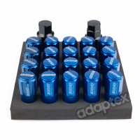 Комплект колесных гаек М12x1,5x55мм 16 гаек + 4 секретки под ключ 19 (Синие)