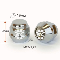 Гайка колесная M12x1,25x22мм Конус Ключ 19 (Subaru, Suzuki, Niva, Nissan, Infiniti, Matiz)