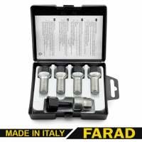 FARAD STIL BULL | Болты секретки М14x1.5x27 Сфера R13 Вращающееся кольцо Ключ 17 Audi, Skoda, Seat, VW (+стальные колпачки) черные