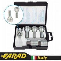 FARAD STARLOCK | Болты секретки М12х1.5х29 Конус Вращающееся кольцо Ключ 17 BMW, Daewoo, Dacia, Mini, Opel, Renault (2 ключа)