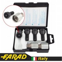 FARAD STARLOCK | Болты секретки М14х1.25х28мм Конус Чёрные Вращающееся кольцо Ключ 17 (BMW, MINI) + запасной ключ