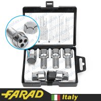 FARAD STIL BULL | Болты секретки М14x1.5x27 Сфера R13 Вращающееся кольцо Ключ 17 Audi, Skoda, Seat, VW (+стальные колпачки)  2 ключа
