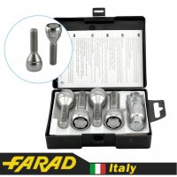 Болты секретки FARAD M12x1.5x38 мм Конус | BMW, Dacia, Daewoo, Opel, Renault | 2 ключа на 17 | Серия FLOWERLOCK (Под проставки 10–15 мм)