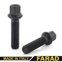 Болт колесный М14x1,5x50мм Сфера R13 Чёрный цинк Ключ 17 H&R  Farad (Италия) Удлиненный