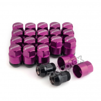 Набор гаек для дисков M12x1,5x35mm Конус Фиолетовые Ключ 17 (16+4 секретки) алюминиевые колпачки + 3 ключа