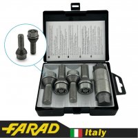 Болты секретки FARAD M14x1.5x34 мм Конус | Range Rover, Volvo | 2 ключа на 19 | Серия STARLOCK