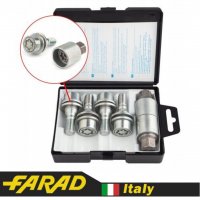 FARAD STARLOCK| Болты секретки М12х1.25х17мм Прессшайба Вращающееся кольцо (Peugeot, Citroen, Opel) оригинальные диски + запасной ключ под 17