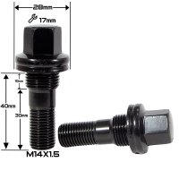 Болт колесный М14x1,5x30мм Черный Ключ 17 (Под новые Toyota Crown с 2023; Lexus NX с 2022, RX AL30 для установки дисков от предыдущих моделей) под проставки 5мм