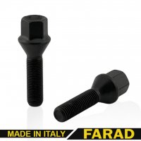 Болт колесный  М12x1.5x38 мм Конус Цинк Ключ 17 Черный FARAD 