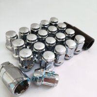 Набор гаек с секретками M12*1,5*34мм 16 гаек + 4 секретки под ключ 19 и 21 (Серебряные)