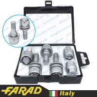 FARAD FLOWERLOCK | Болты секретки М12х1.25х17мм Прессшайба Вращающееся кольцо (Peugeot, Citroen, Opel) оригинальные диски + запасной ключ под 17