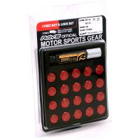 Комплект колесных гаек RAYS M12х1.25х32 Конус 16 гаек + 4 секретки (Красные)