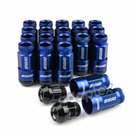 Набор гаек для дисков M12x1,25x44mm Конус Синие Ключ 19 (16+4 секретки) алюминиевые колпачки + 3 ключа