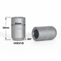 Гайка колесная под внутренний шестигранник М12x1,5x32мм Конус для узких отверстий в диске