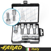 FARAD MICROLOCK | Болты секретки М14х1.5х30 Конус для узких отверстий в дисках Внутренний ключ 17-19 (Alfa Romeo, BMW, Fiat, Citroen, Saab, Peugeot, Renault, Volvo)