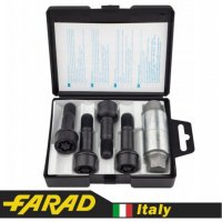 FARAD STARLOCK | Болты секретки М14х1.5х45 Сфера R14 Вращающееся кольцо Ключ 17 (2 Ключа) Mercedes-Benz CL (215); E (213); GE (461, 463); GLK (204); GLE (166, 292); ML (164);  GL (164); S (140, 220) (Черные)