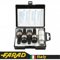 FARAD STARLOCK | Болты секретки М14x1.5x37 Сфера R14 Вращающееся кольцо (Audi Q7, Porsche Cayenne, VW Touareg) + запасной ключ под 19 Черные