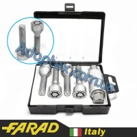 FARAD STARLOCK | Болты секретки М12х1.5х45 Конус Вращающееся кольцо Ключ 17 (2 ключа) Удлиненные под проставки 15-20мм