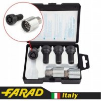 FARAD STARLOCK | Болты секретки М14x1.5x27 Сфера R13 Вращающееся кольцо (для оригинальных дисков) Audi, Skoda, Seat, VW + запасной ключ под 17 Черные