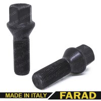 Болт колесный М14x1.5x33мм Конус Черный Цинк Ключ 17 Farad (Италия) Удлиненный