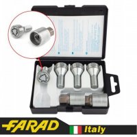 FARAD STARLOCK | Болты секретки М14х1.5х28 Конус Вращающееся кольцо Ключ 17 (Alfa Romeo, BMW, Fiat, Citroen, Saab, Peugeot, Renault, Volvo) + запасной ключ