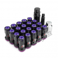 Комплект колесных гаек М12x1,5x45мм 16 гаек + 4 секретки под ключ 17 (Фиолетовые)