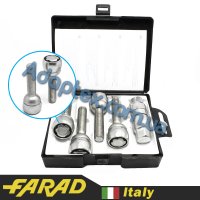 FARAD FLOWERLOCK | Болты секретки М12х1.5х45 Сфера Вращающееся кольцо (Audi, Volkswagen, Mercedes, Skoda) Удлиненные под проставки 15-20 мм (2 ключа)