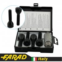 Болты секретки FARAD M12x1.5x40 мм Конус | BMW, MINI, Dacia, Renault | 2 ключа на 17 | Чёрные | Серия STARLOCK | Под проставки 10–15 мм