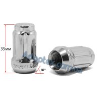 Колесная гайка M12x1,5x35мм Конус под 6 лучей (Хром) для узких отверстий в дисках