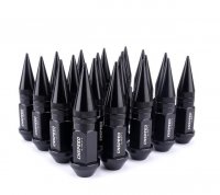 Комплект колесных тюнинг гаек М12x1,5x90мм Конус Черные Ключ 17 Кованый алюминий 7075-Т6 (Разборные гайки пули)