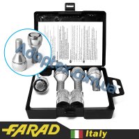 FARAD FLOWERLOCK | Болты секретки М12x1.25x26мм Конус Вращающееся кольцо (Fiat, Lancia, Citroen, Peugeot, Volvo, Jeep, ВАЗ) + запасной ключ под 17