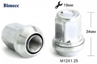 Bimecc | Гайка колесная эксцентрик М12x1,25x34мм Конус с смещением Ключ 19 Италия