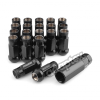 Комплект колесных тюнинг гаек М12x1,5x48мм Конус Черные Ключ 17