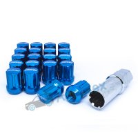 Комплект колесных гаек M12х1.25х28 для узких отверстий в дисках (Синие)
