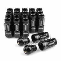 Набор гаек для дисков M12x1,25x44mm Конус Черные Ключ 19 (16+4 секретки) алюминиевые колпачки + 3 ключа