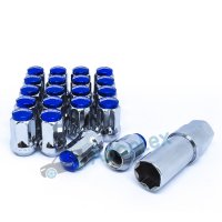 Набор гаек M12x1,25x34 мм Конус (под узкие отверстия) синие колпачки 