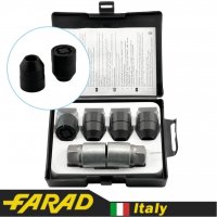 FARAD STARLOCK | Гайки секретки М12х1.5х30мм Конус Вращающееся кольцо (Chevrolet, Daihatsu, Hyundai, Kia, Mazda) + запасной ключ под 21 Черные