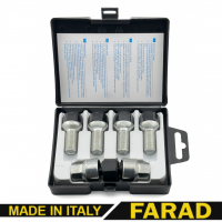 FARAD STIL BULL | Болты секретки М14х1.5х27 Сфера R13 Вращающееся кольцо Ключ 17 Audi, Skoda, Seat, VW (+стальные колпачки) 2 ключа черные