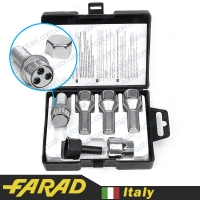 FARAD STIL BULL | Болты секретки М14x1.5x29 Конус Вращающееся кольцо Ключ 17 (Alfa Romeo, BMW, Fiat, Citroen, Saab, Peugeot, Renault, Volvo) + стальные колпачки