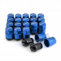 Набор гаек для дисков M12x1,25x35mm Конус Синие Ключ 17 (16+4 секретки) алюминиевые колпачки + 3 ключа