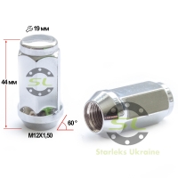 Гайка M12*1,5*44 мм Конус Хром Ключ 19