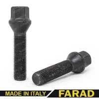 Болт колесный М12x1.25x55мм Конус Чёрный цинк Ключ 17 FARAD (Италия) Для проставок 15-20мм